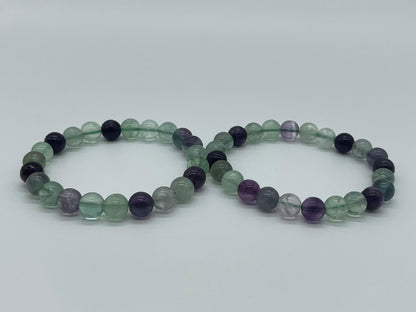 GAF TREASURES Rainbow Fluorite Crystal Bead Bracelet 8mm, Genuine Rainbow Fluorite Stretch Gemstone Bracelet, Healing Crystal Bracelet, Gift for Men & Women (1)