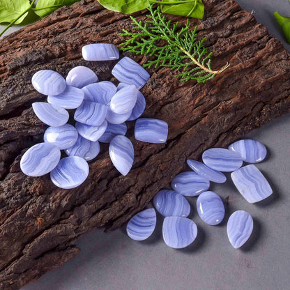 Gemkora 100 carats Natural Blue Lace Agate Gemstones Wholesale Cabochons Lot, Jewelry Making Loose Gemstone, Polished Gems, DIY, Wire Wrapping, Reiki, Wikka, Healing Crystals, Bulk Gemstone Deal