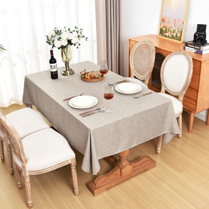 Fitable Nature Faux Linen Tablecloths Rectangle 60 x 84 Inch - 2 Pack Neutral Table Clothes for 4-6 Foot Tables, Wrinkle-Proof Faux Burlap Table Cover for Dining, Farmhouse, Outdoor Picnic, Camping