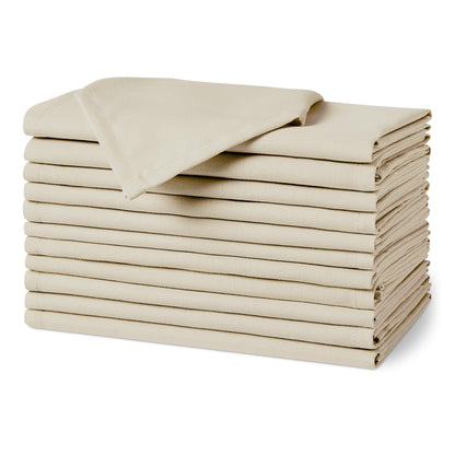 Amazon Basics Reusable Stain and Wrinkle Resistant Cloth Napkins, 17 x 17 inches, Beige, 12-Pack