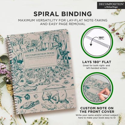 Decomposition Everglades College Ruled Spiral Notebook - 9.75 x 7.5 Journal with 160 Lined Pages - 100% Recycled Paper - Notebooks for School Supplies, Home & Office - Made in USA