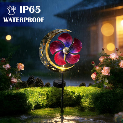SunKite Spinner Windmill Moon Outdoor Lights Waterproof,Solar Moon Garden Light Outdoor Decorative Stakes Lights Yard Garden Patio Lawn Pathway Decoration Gifts Grandma Mom