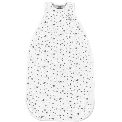 Woolino 4 Season Ultimate Baby Sleeping Bag - Merino Wool and Organic Cotton - Universal Size Adjustable Sleep Sack for Baby - Two-Way Zipper Sleeping Bag (2-24 Months) - Stars White