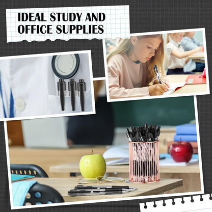 Fulmoon 100 Pcs Gel Ink Pens Retractable Ballpoint Medium Point 1.0 mm Ballpoint Smooth Writing Click Pens for Journal Writing Office Home(Black Ink)