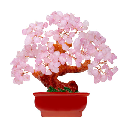 QINJIEJIE Crystal Tree Rose Quartz Crystals Feng Shui Decor Money Tree Bonsai Style Decoration Pink Office Decor Meditation Spiritual Gift for Women