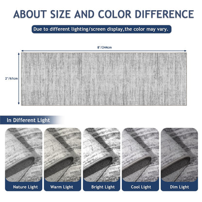 Runners for Hallways 2x8 Kitchen Runner Rugs，Modern Abstract Rug Runners for Entryway，Stain Resistant Washable Runner Rug Non-Slip 8ft Carpet Rug for Bedroom Living Laundry Room（Grey,2'x8'）