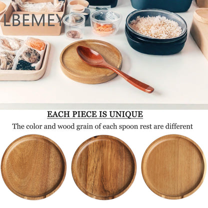 Acacia Wood Spoon Rest Holder, Wooden Spoon Holder For Kitchen Stove Top With Non-Slip Silicone Feet, Perfect Stand For Spoon, Coffee Spoon, Cooking Spoon, Shovel And Tongs (Brown)