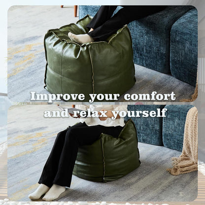 Louis Donné Unstuffed Square Pouf Ottoman Cover 17.7" Faux Leather Waterproof Floor Footrest Storage Cover for Living Room Bedroom Office (Only Cover No Filler)