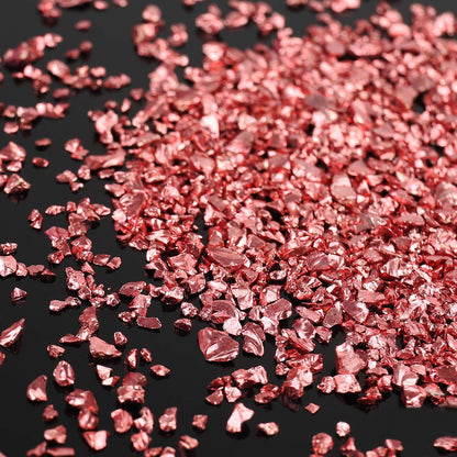 Irregular Crushed Glass Chips Sprinkles, 100g Metallic Chunky Glitter Stones for Nail Art, Resin Mold Filler, DIY Crafts, Vase Filler, Jewelry Making (Red Copper)