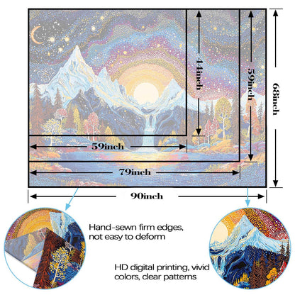 Lunerfex Starry Mountain Waterfall Sunrise Wall Tapestry, Trippy Cosmic Landscape Tapestries for Room Decor, Vibrant Tapestry 60x44 Inch