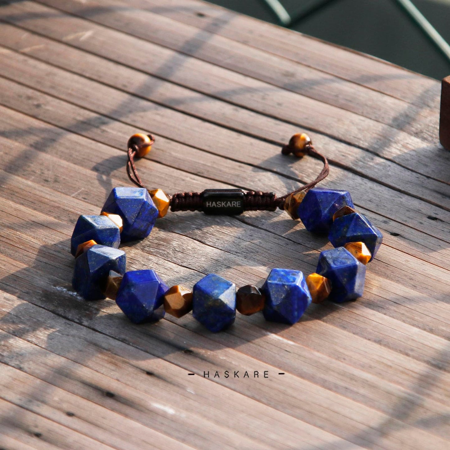 HASKARE Unique Gift Crystal Beads Bracelet for Men, Natural Crystal Lapis Lazuli Tiger Eye Bracelet Premium Handmade, Masculine Drawstring Men Beads Jewelry Energy Protection Stone Stuffers for Him