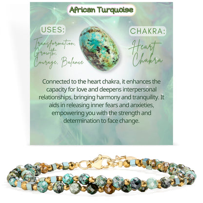 Farfume African Turquoise - Transformation & Growth - Crystal Beaded Bracelets, Chakra 4mm Natural Stone Beads Bracelets, Gemstone Spiritual Jewelry Gifts for Mother's Day