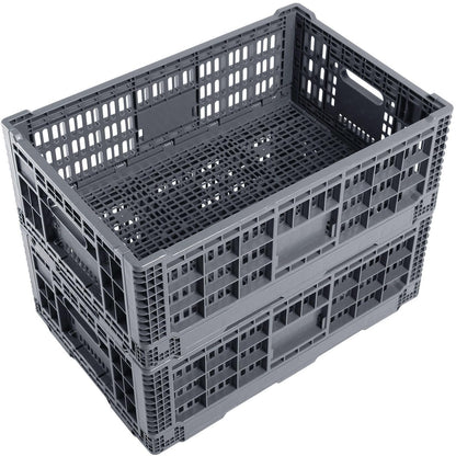 Generic Collapsible Storage Crate, 52 Liter Heavy Duty Plastic Storage Box, Milk Crates Heavy Duty Transit Storage, Gray (2)