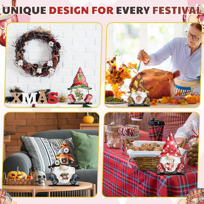 Blulu 34 Pcs Interchangeable Wooden Gnome Decor Summer 4th of July Patriotic Gnomes Welcome Sign Holiday Seasonal Tiered Tray Decor with Magnet Pieces for Gifts Decorations (Vivid)