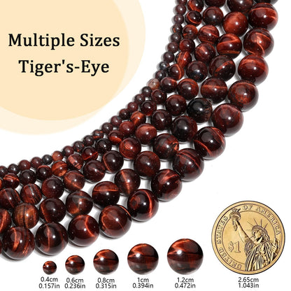 Yochus Natural Tiger Eye Beads, 60Pcs 6MM Onyx Agate Color Enhance Round Loose Beads Bulk, DIY Charm Smooth Gemstone Beads for Jewelry Making(4mm 8mm 10mm 12mm Beads)