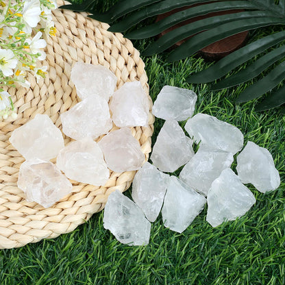 ZHIYUXI 1lb Clear Quartz 2" Rough Stones Crystals Raw Crystal Bulk Large Crystals and Stones Gemstones Natural Tumbling Rocks for Meditation, Fountain Rocks, Wire Wrapping, Wicca, Cabbing, Decor