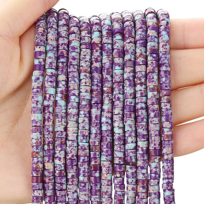 BONNY BOXX 150PCs Natural Purple Imperial Jasper Spacer Beads, Loose Semi Precious Flat Round Gemstone Heishi Disc Stone Beads for Beading Jewelry Making 4mm*2mm