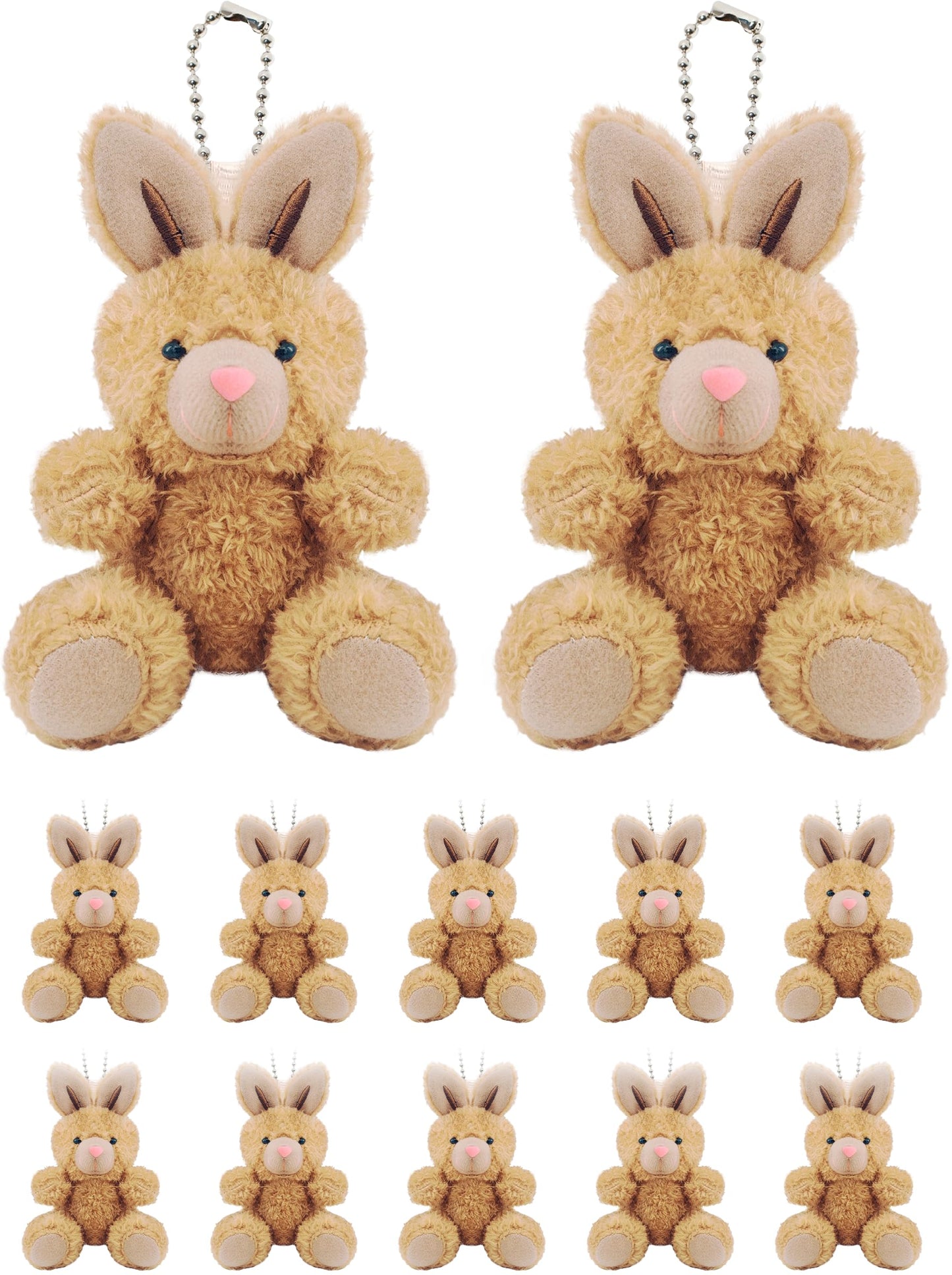 YJUBAOA 12 PCS Small Brown Stuffed Plush Bunny, Easter Bunny Stuffed Animal Gift Bulk 4.7 Inch Mini Bunnies for Birthday Baby Shower Party Favor Gifts Classroom Rewards (Classic-Brown Rabbit)