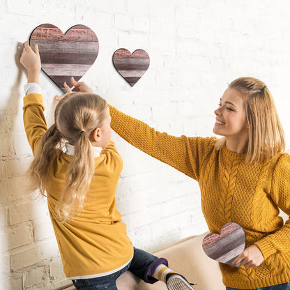 Jetec 3 Pcs Rustic Wooden Heart Decor Farmhouse Wood Home Wall Sign Hanging Plaque Decor for Kitchen Bedroom Bathroom Living Room,Ideal Housewarming Gifts(Classic)