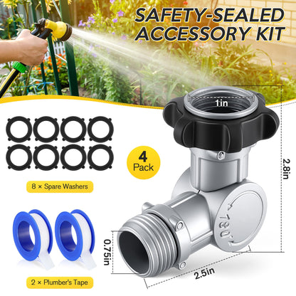Enhon 180° & 360° Garden Hose Swivel Connector, Garden Hose Connect and Spigot Extender for Outdoor Faucet, Fits Standard 3/4" Water Pipes(Metal & Plastic,Silver,4 Pack)
