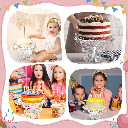 Lineshading 12 Butterfly Cake Stand Acrylic Lighted Cake Holder Acrylic Serving Platter with String Lights Water Drop Diamond String Cupcake Stand Round for Wedding Birthday Dessert Table