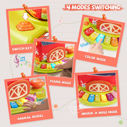 Vanvimen Musical Baby Toys 6-12 Months, Surprise Barn with 7 PCS Stuffed Farm Animals, 4 Mode Sound and LED Lights, Montessori Sensory Toys for 6 12 Months, Ideals 6 7 8 9 Month Old Baby Gifts Toy