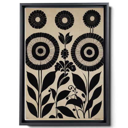 Canvas Print Scandinavian Folk Art Black and Beige Abstract Botanical Wall Art for Scandinavian Home Decor Canvas, Decor