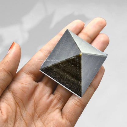 Amazing Gemstone Gold Sheen Obsidian Pyramid Crystal Healing Stones - 1.5" Great Pyramid Figurine of Natural Stone Pyramid for Meditation, Reiki, Chakra Balancing and Crystal Pyramids Grid