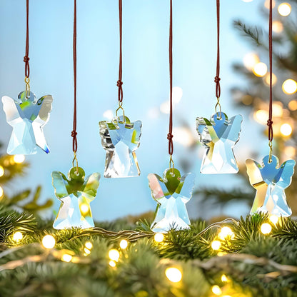 H&D HYALINE & DORA Crystal Angel Prisms Hanging Ornament, 12 Pcs Glass Angel Prisms for Window Hanging, Chandelier Crystal Replacement, Hanging Decor for Christmas Tree (Clear)