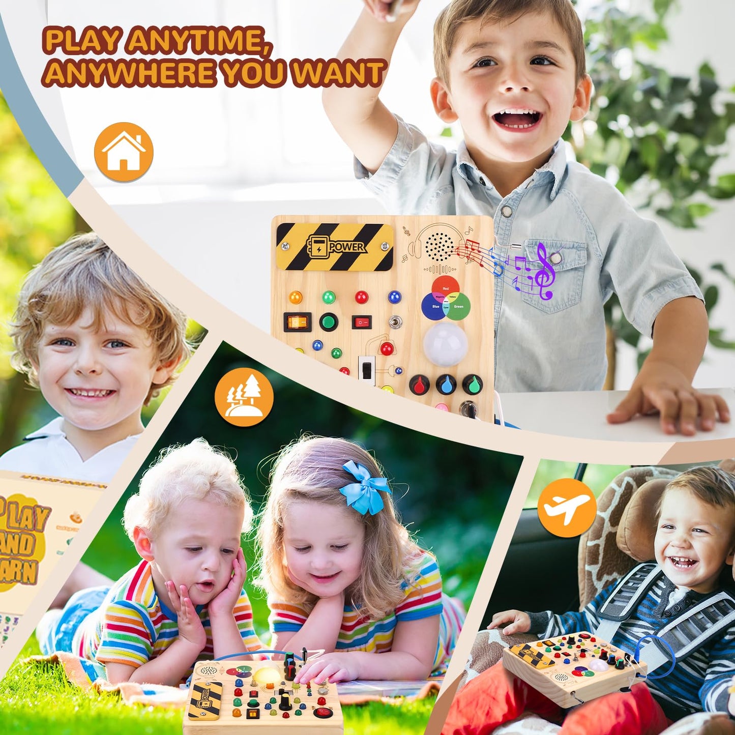 Sumsoltic Busy Board,Montessori Toys for 1-3 Year Old Boys & Girls,Travel Educational Learning Activities for Toddlers,Sensory Toy for Kids with Autism (Busy Board v4)