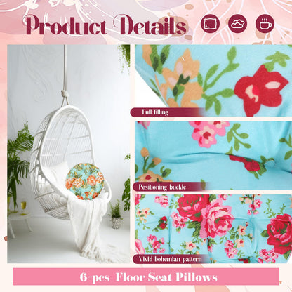 Briwooody 6 Pcs Boho Floor Pillow Cushions Seating 15 x 15 Inches Boho Floor Pillow Round Seat Reading Chair Cushions Yoga Mandala Meditation Pouf for Classroom Home School Playing Supplies