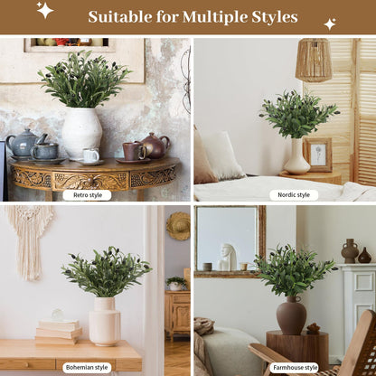 Leftover 6PCS 18Inch Faux Olive Branches for Vase,Artificial Olive Tree Branches,Fake Plants,Greenery Stems,Eucalyptus Stems,Green Leaves for Centerpieces Decoration,Home Decor,Coffee Table Decor
