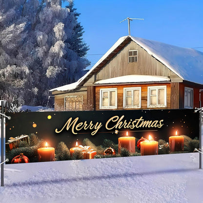 BlissYard Merry Christmas Banner 78x17 Inches light Garland Backdrop Christmas Wall Hanging Holiday Fence Decoration Party Yard Sign Indoor Outdoor Display