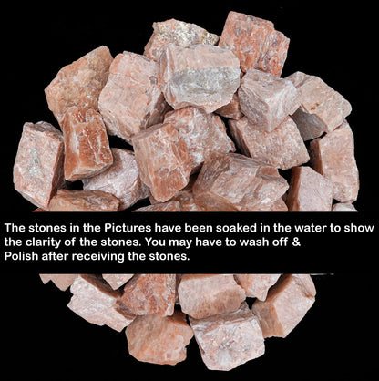 Crocon® 1LB Peach Moonstone Rough Bulk Rocks Natural Stone Spiritual Gifts Raw Gemstone Crystals and Stones Tumbling Cabbing Polishing Gem Mining Chakra Balancing Reiki Healing Home Office Décor