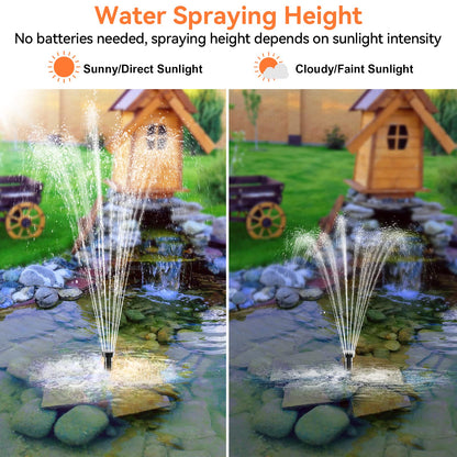 POPOSOAP Solar Fountain Pump 35 Watt, 480GPH Solar Water Pond Pump with PVC Tubing 4 Spray Heads 16.5ft Cable Length for Garden Pond Fountain Waterfall Hydroponics Pool