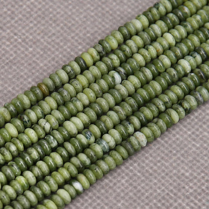 BONNY BOXX 1 Strand (150PCs) Natural 2 * 4mm Canadian Jade Rondelle Beads, Natural Abacus Disk Stone Beads Loose Spacer Gemstone for DIY Bracelet Necklace Jewelry Making