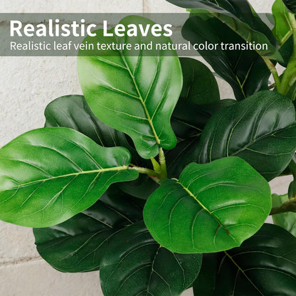 5FT Artificial Fiddle Leaf Fig Tree with White Planter & Fake Moss, Realistic Faux Ficus Lyrata Floor Plant for Indoor Home Office Decor, Housewarming Gift
