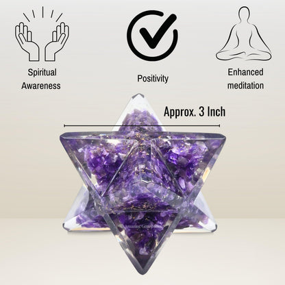 Amazing Gemstone 1 Pcs Amethyst Large Crystal Orgone Merkaba Star for Reiki Healing Meditation and Crystal Grid