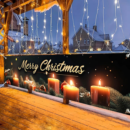 BlissYard Merry Christmas Banner 78x17 Inches light Garland Backdrop Christmas Wall Hanging Holiday Fence Decoration Party Yard Sign Indoor Outdoor Display