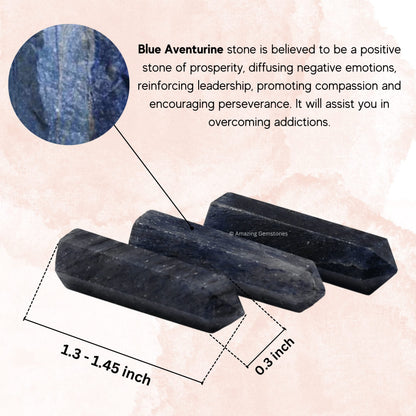 Amazing Gemstone Blue Aventurine Crystal Points Bulk Healing Crystals and Stones - Pack of 3 Single Terminated Healing Wand Point Bulk Crystals for Crafts, Crystal Grid, DIY Work - Premium Crystals