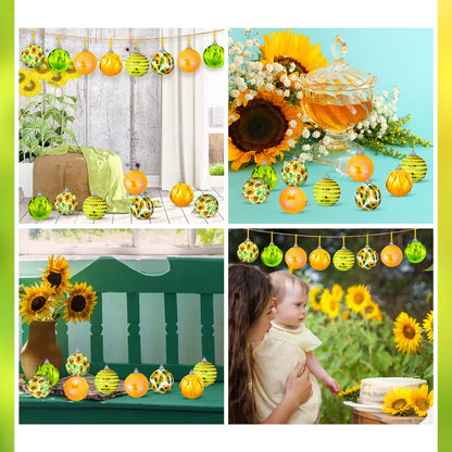 Yuxung 12 Pcs Summer Sunflower Ball Tree Ornaments Sunflower Ball Hanging Ornaments Yellow Honeycomb Balls Tree Decoration for Summer Holiday Theme Birthday Party Favor Supplies