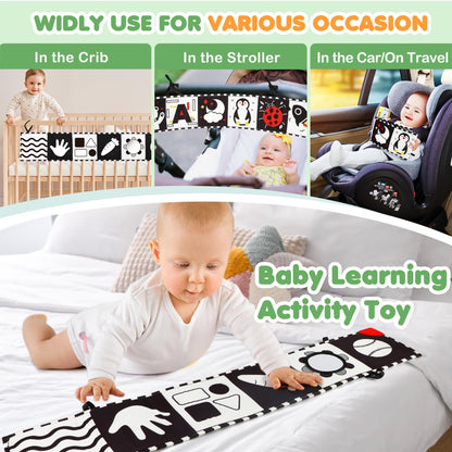 BBWOO High Contrast Baby Toys for Newborn, Tummy Time Mirror, Black and White Baby Toy for 0-6 Months, Soft Montessori Visual Stimulation Infant Book, Boy Girl Shower Gift