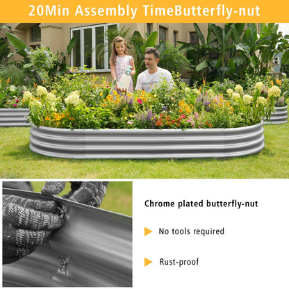 Gardeal Garden Galvanized Raised Garden Bed Kit - Metal Planter Box for Vegetables/Herbs/Flowers, Heavy-Duty Steel Outdoor Garden Box with Reinforced Edges