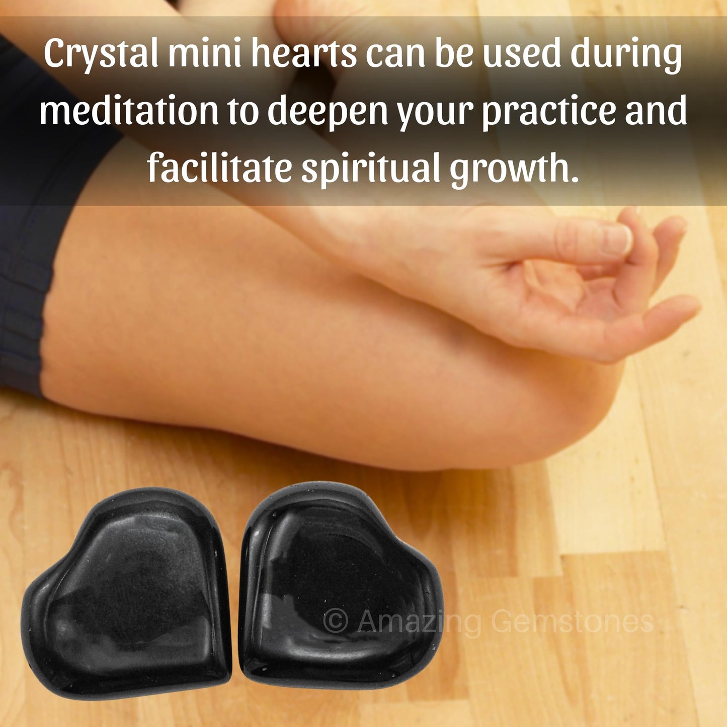 Amazing Gemstone Black Obsidian Stone Heart - Pack of 2 Crystal Heart Stones Rocks - Corazones De Piedra Crystals and Healing Stones Heart Shaped Crystal - Stocking Stuffers Gifts