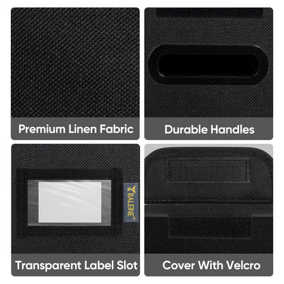 BALEINE File Organizer Box with Lid, Collapsible File Folder Organizer with Plastic Slide, Hanging File Folder Box for Office Document Storage (1 Pack, Black, S)