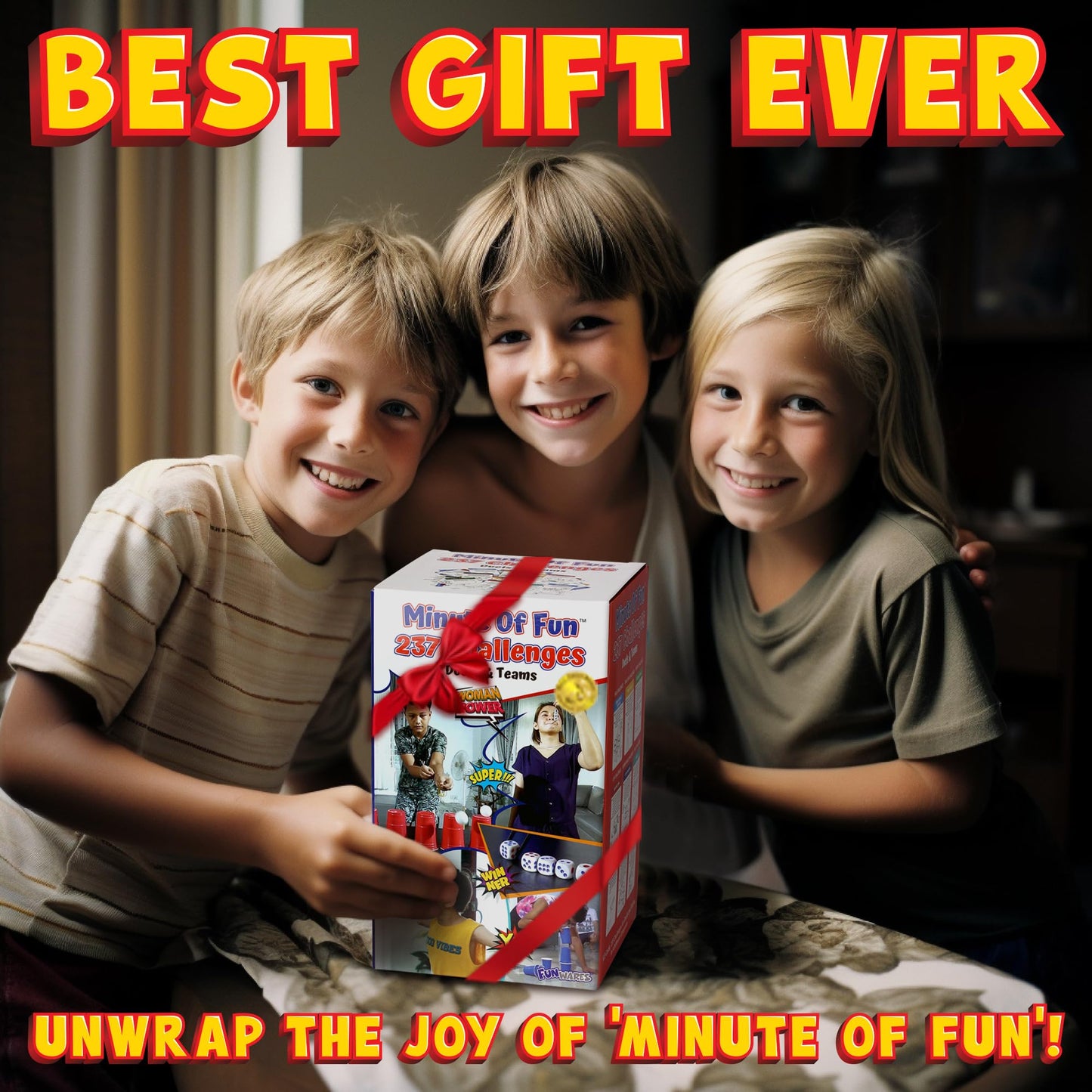 Funwares Original 237 Minute of Fun Games - Minute to Win It Family Party & Travel for Kids & Adults, 2-12 Players! Ready to Play Right Out of The Box!