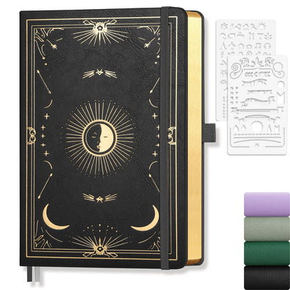 LOAPEM Blank Journal for Women Men, 192 Pages A5 Notebook Journal, Hardcover Notebook with 100Gsm Thick Pages, Leather Note Book for Writing, Travel, Business, Office, Prayer 5.7 x 8.3,Black