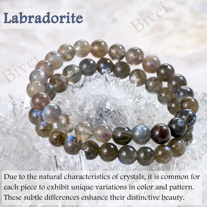 Labradorite - Transformation - 8mm Beaded Bracelets for Women Handmade Semi Precious Natural Stone Stretch Elastic Jewelry Yoga Protection Gifts
