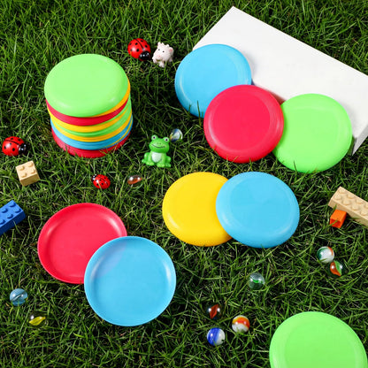 Hiboom Kids Flying Discs 3.4 Inch Mini Flying Disks Bulk Flyer Toy for Outdoor Pets Dog Yard Lawn Games Party Kindergarten Teaching Favors, 4 Colors (12 Pcs)