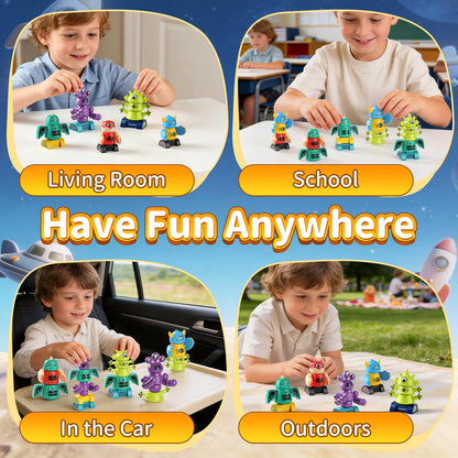 Haoshoon Magnetic Robot Building Toys for Kids 3-8, STEM Magnetic Monster Set, DIY Stacking Robots with Storage Box, Ideal Birthday for Boys Girls Age 3 4 5 6 7 8